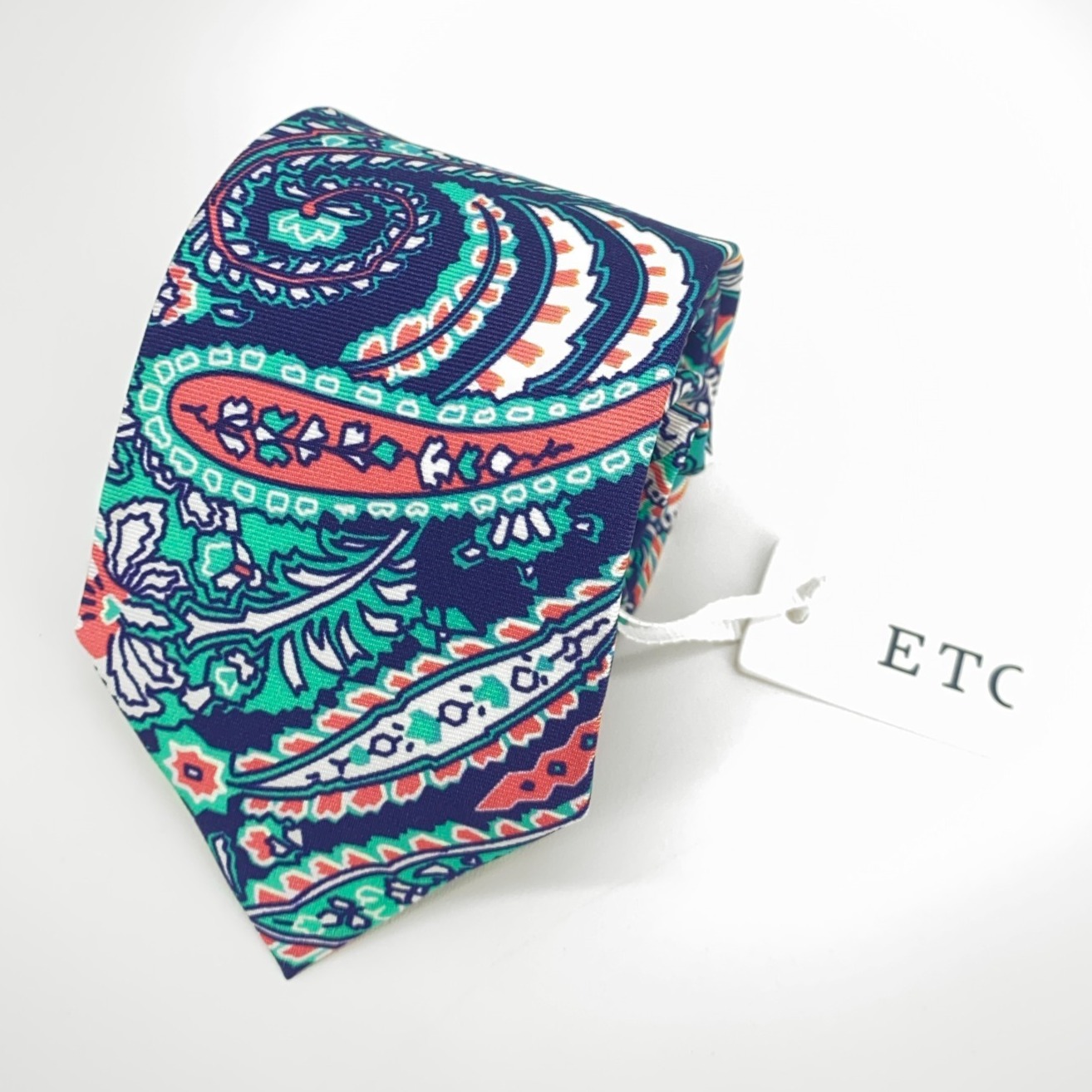 Eton Tie Men One Size Paisley Pattern Silk Luxury Classic Fit Necktie Italy Made